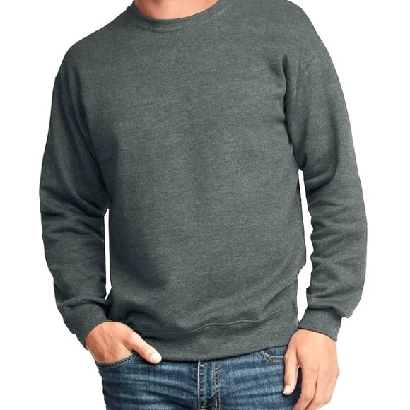 NEW! Mens Fruit of The Loom Sweater Grey/ Black Heather Cotton Blend Small - Picture 1 of 11